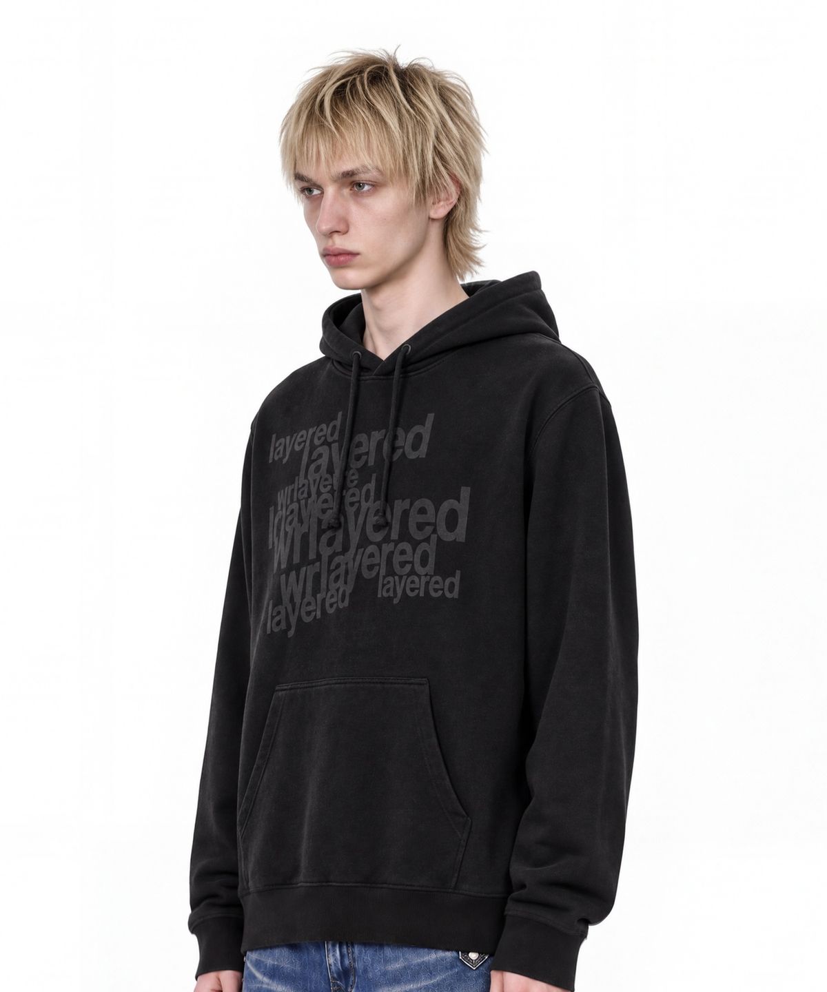 아이돈워너셀(IDWS) Many Layer Hoodie Black