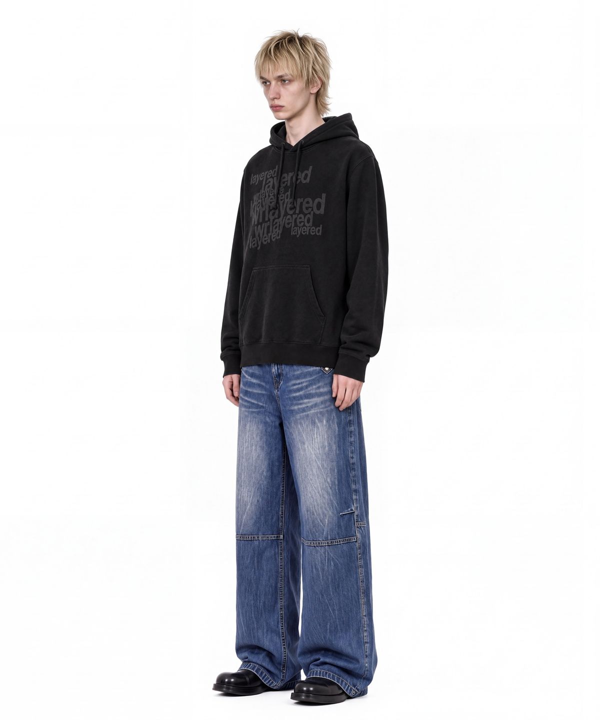 아이돈워너셀(IDWS) Many Layer Hoodie Black