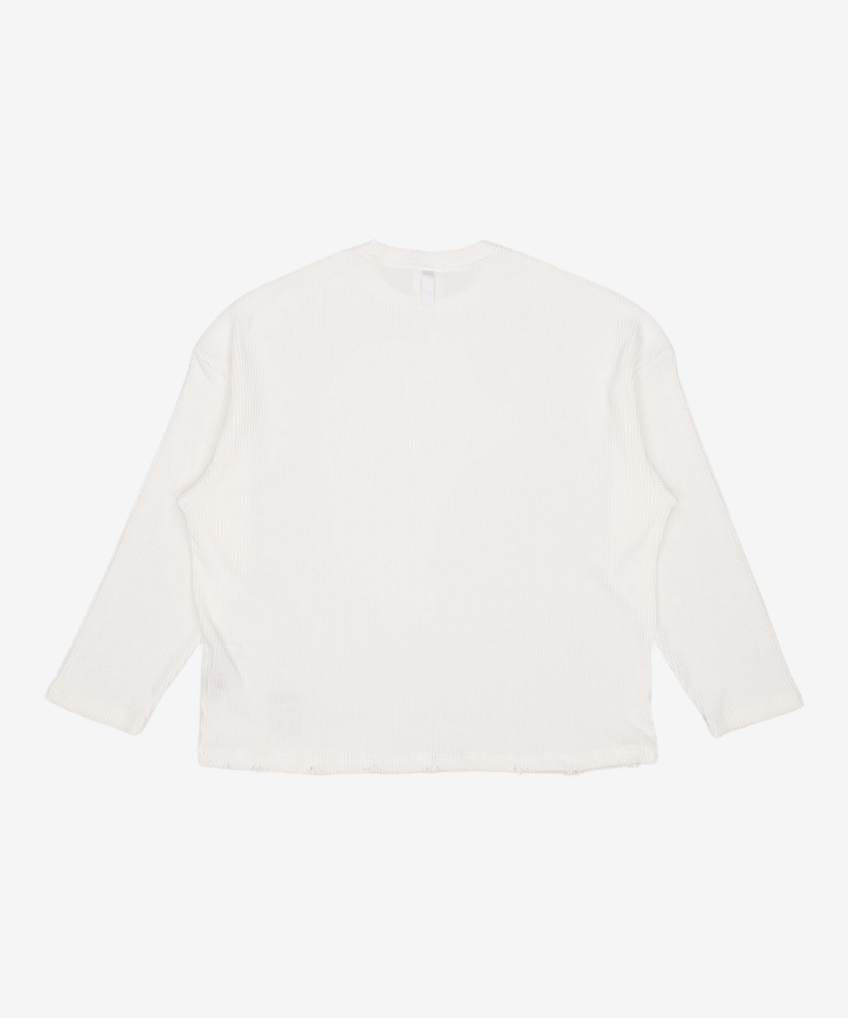 노매뉴얼(NOMANUAL) EMBLEM DAMAGED KNIT LONG SLEEVE TEE - WHITE 100