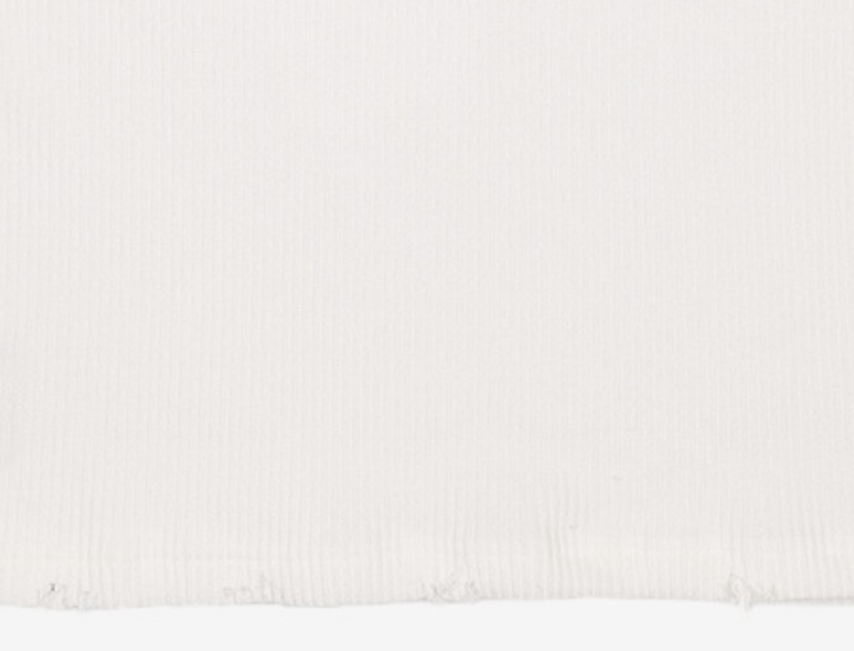 노매뉴얼(NOMANUAL) EMBLEM DAMAGED KNIT LONG SLEEVE TEE - WHITE 100