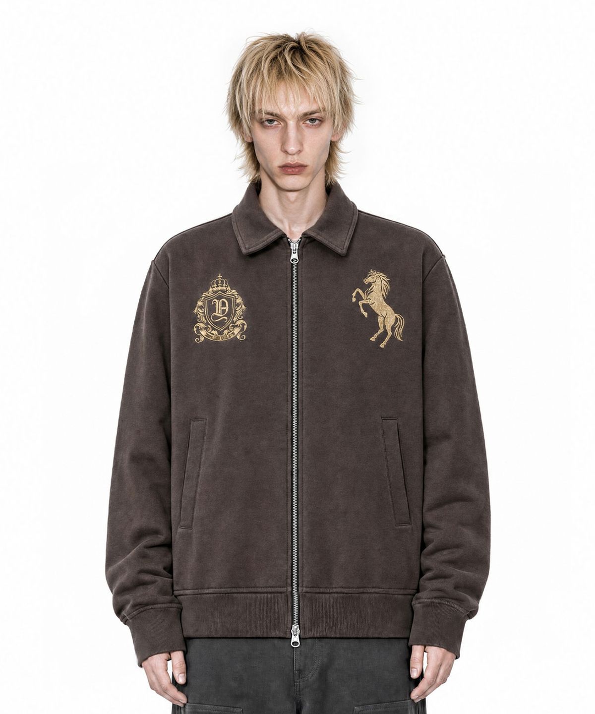 아이돈워너셀(IDWS) Riding Club Collar Cardigan Brown