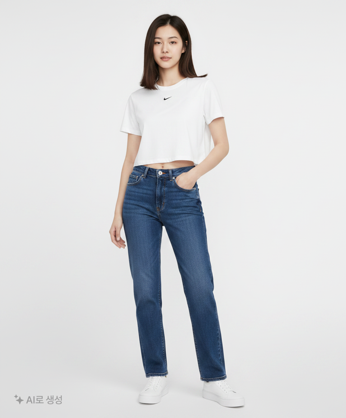 나이키(NIKE) 스포츠웨어 에센셜 슬림 핏 크롭 티셔츠 W - 화이트:블랙 / FB2874-100 S