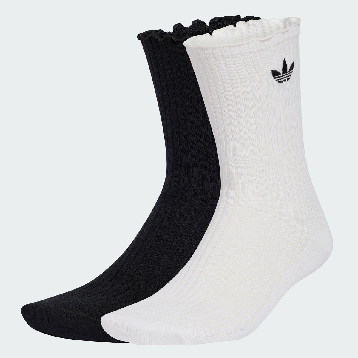 아디다스(ADIDAS) 러플 크루 삭스 2켤레 - 블랙:화이트 / KR4222