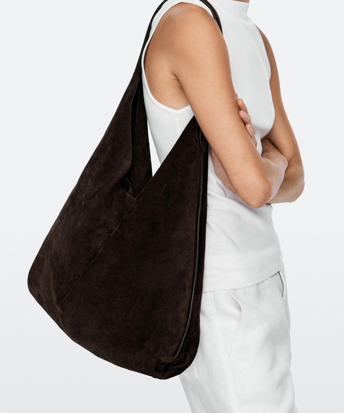 마시모두띠(MASSIMO DUTTI) 스플릿 스웨이드 맥시 숄더백