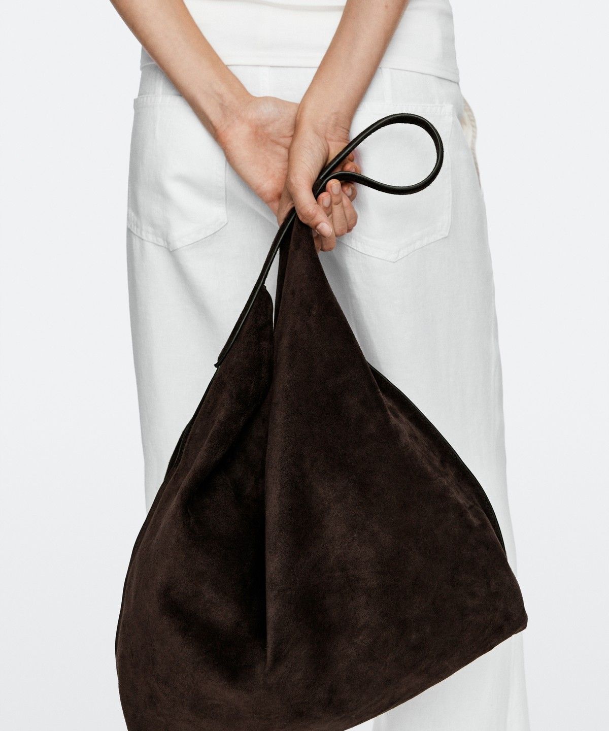 마시모두띠(MASSIMO DUTTI) 스플릿 스웨이드 맥시 숄더백