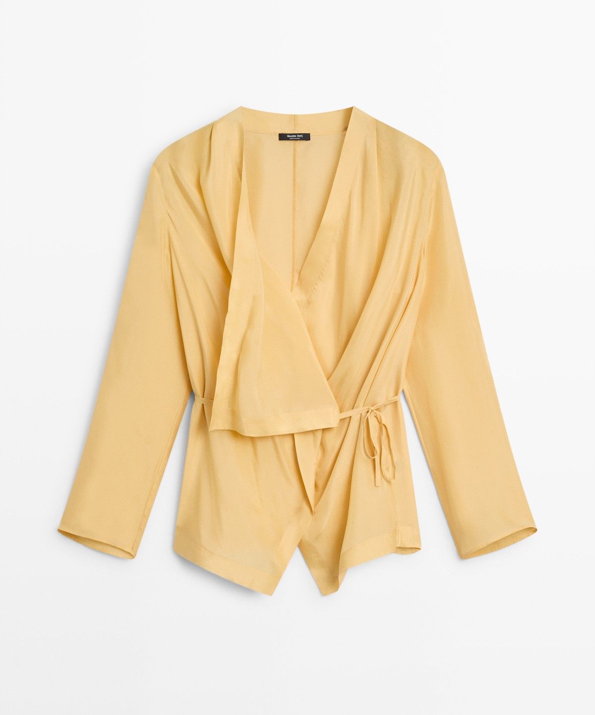 마시모두띠(MASSIMO DUTTI) 100% 실크 플루이드 크로스 셔츠