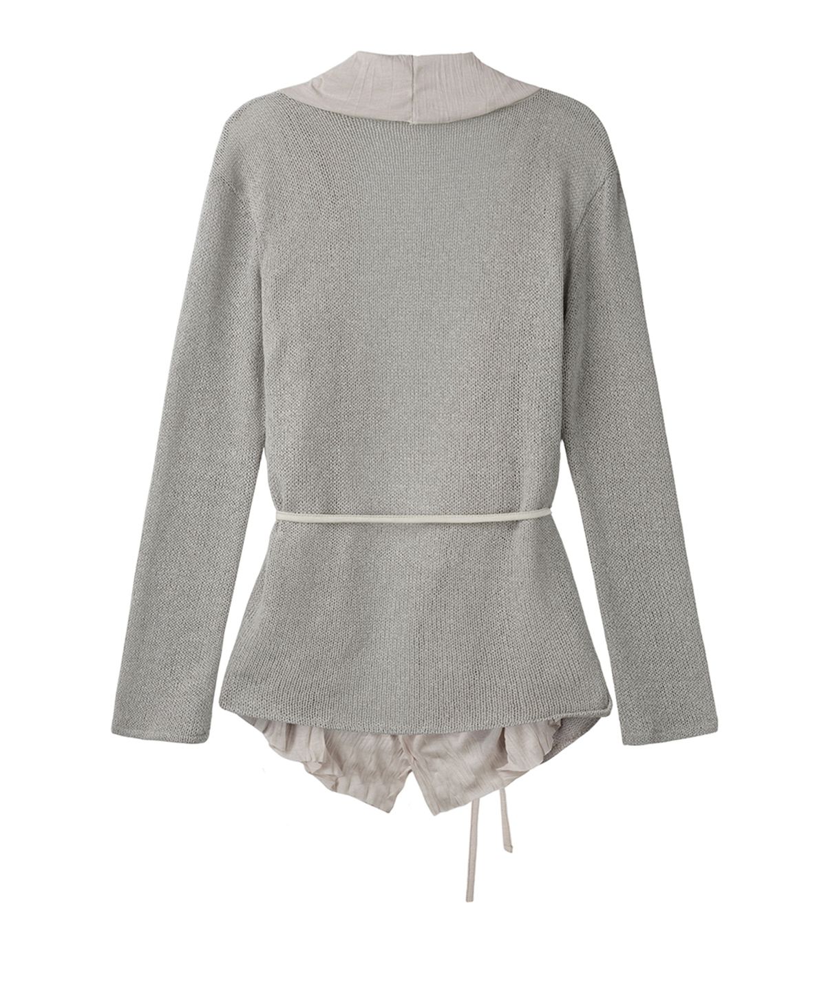 필세(PHILCE) Contrast Wrinkle Wrap Cardigan, Beige