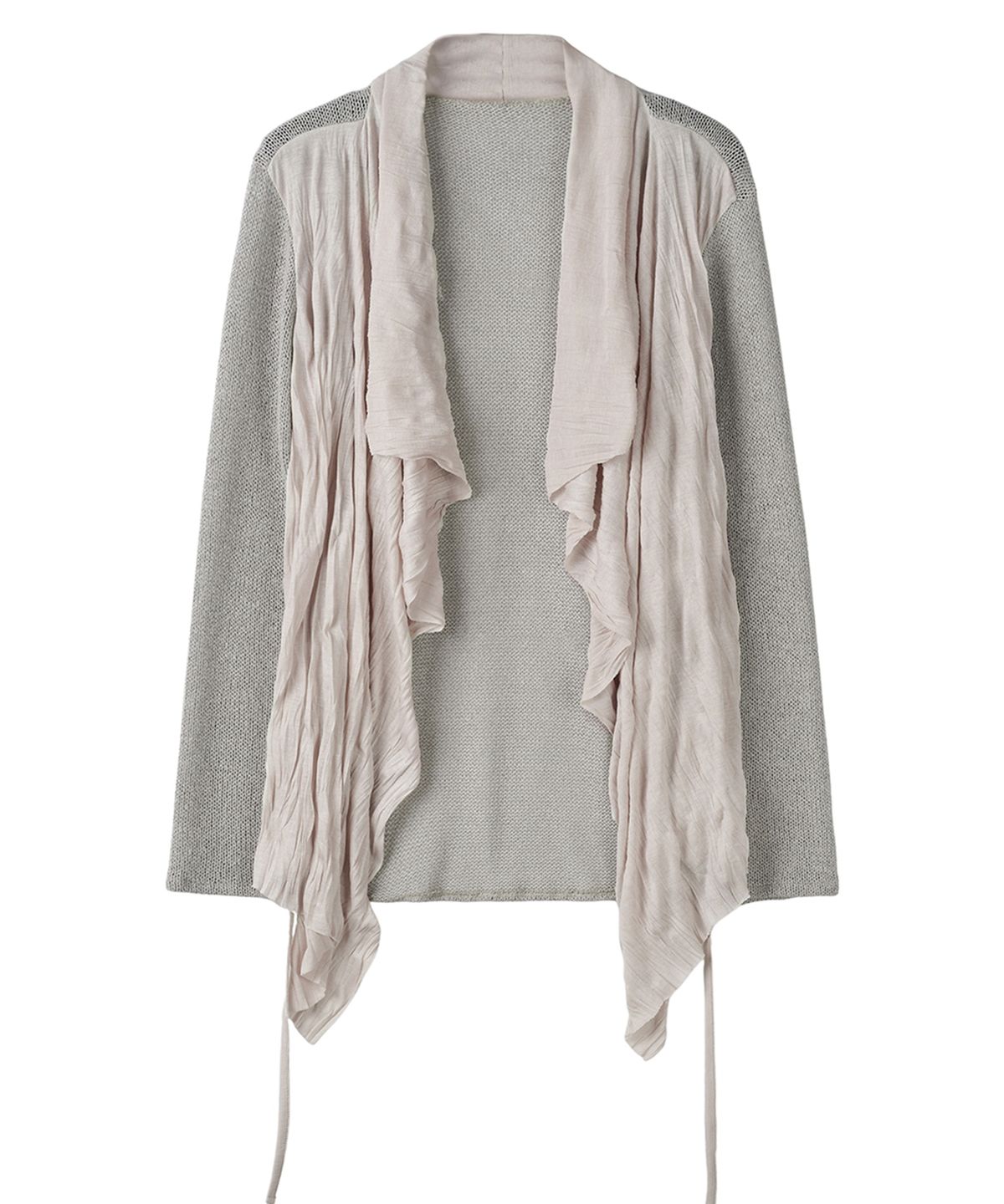 필세(PHILCE) Contrast Wrinkle Wrap Cardigan, Beige