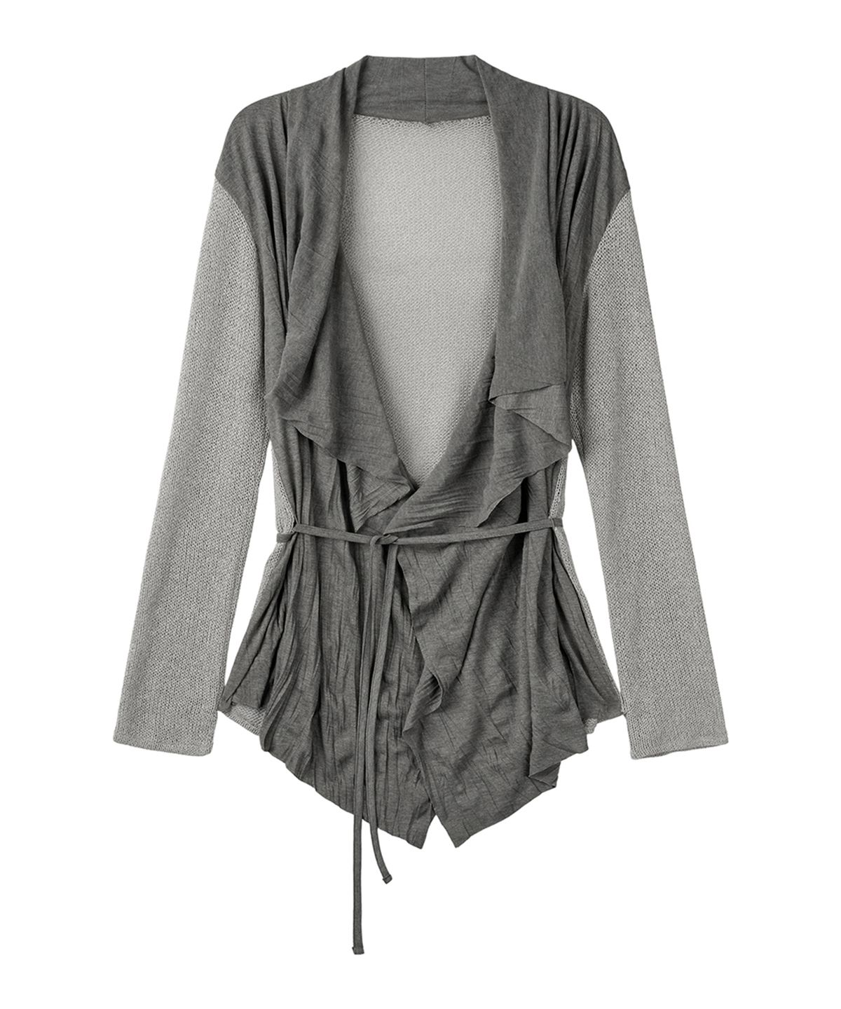 필세(PHILCE) Contrast Wrinkle Wrap Cardigan, Charcoal