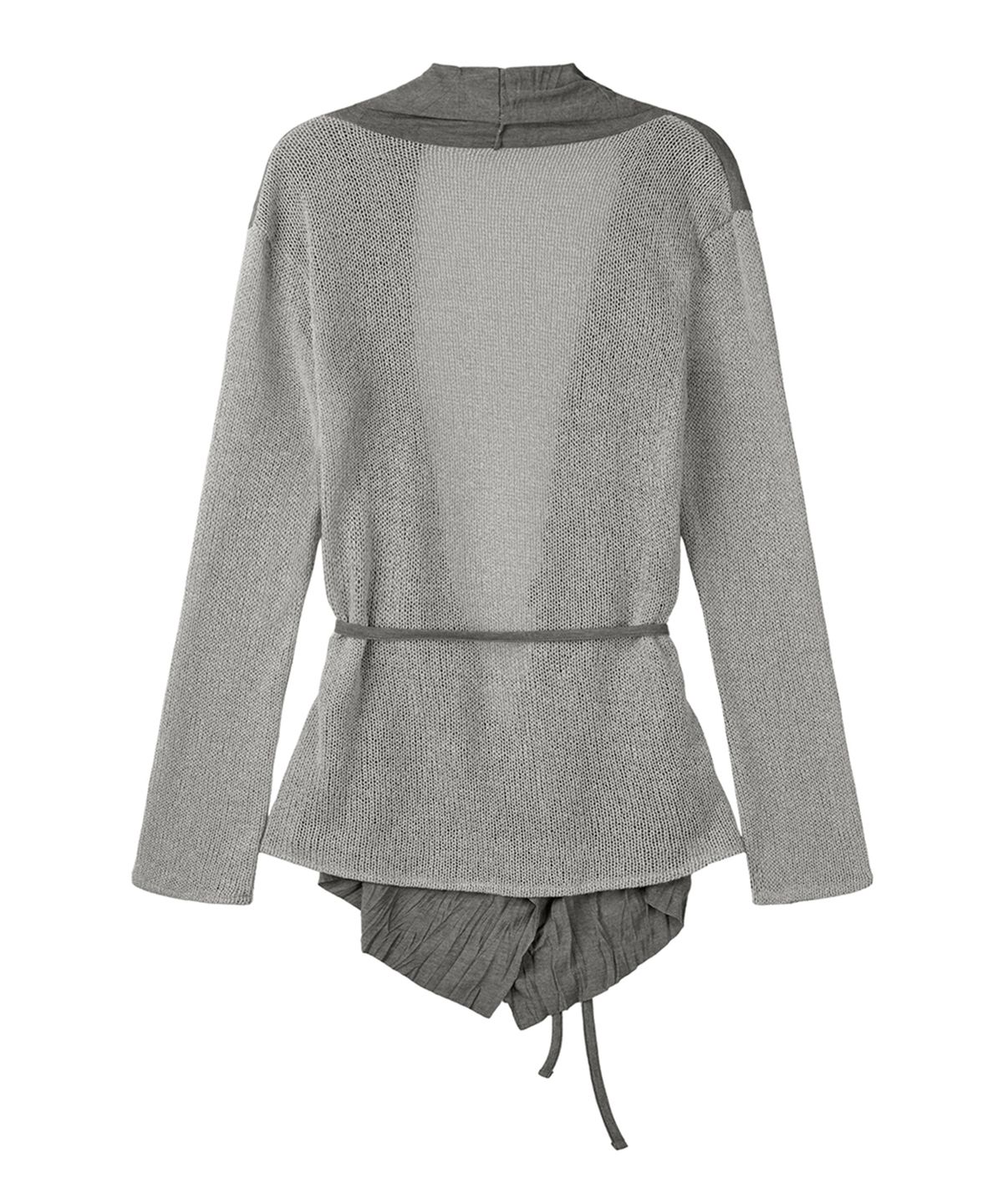 필세(PHILCE) Contrast Wrinkle Wrap Cardigan, Charcoal