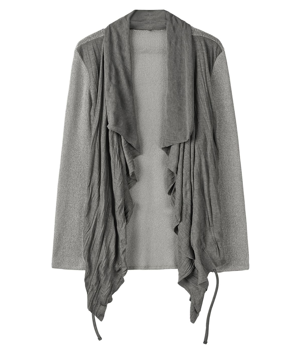 필세(PHILCE) Contrast Wrinkle Wrap Cardigan, Charcoal