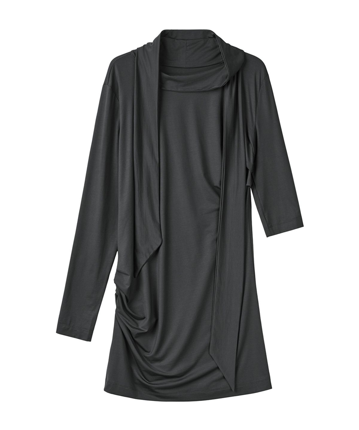 필세(PHILCE) Fluid Scarf Mini Dress, Charcoal