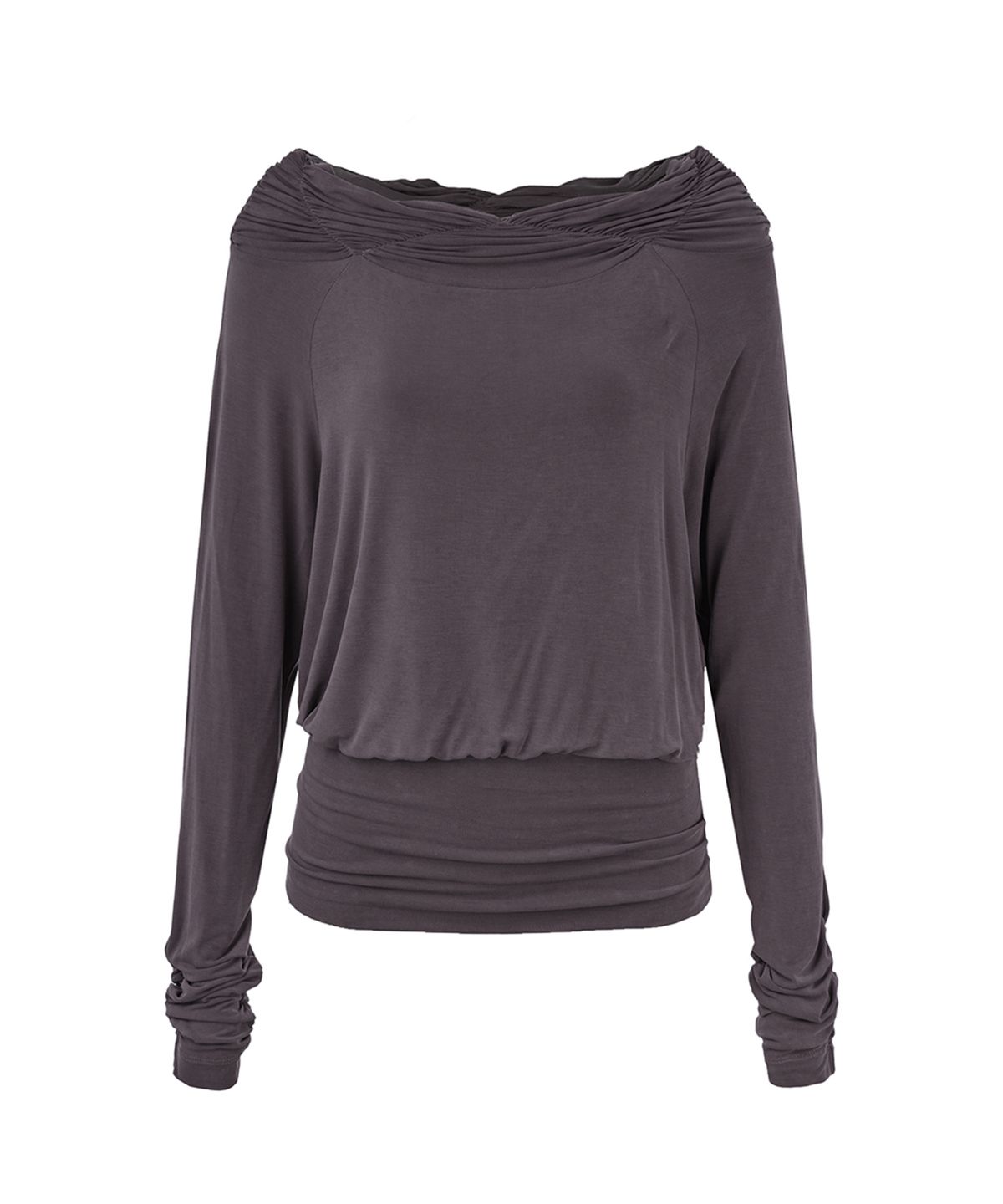 필세(PHILCE) Shirring Off-Shoulder Long sleeve, Charcoal