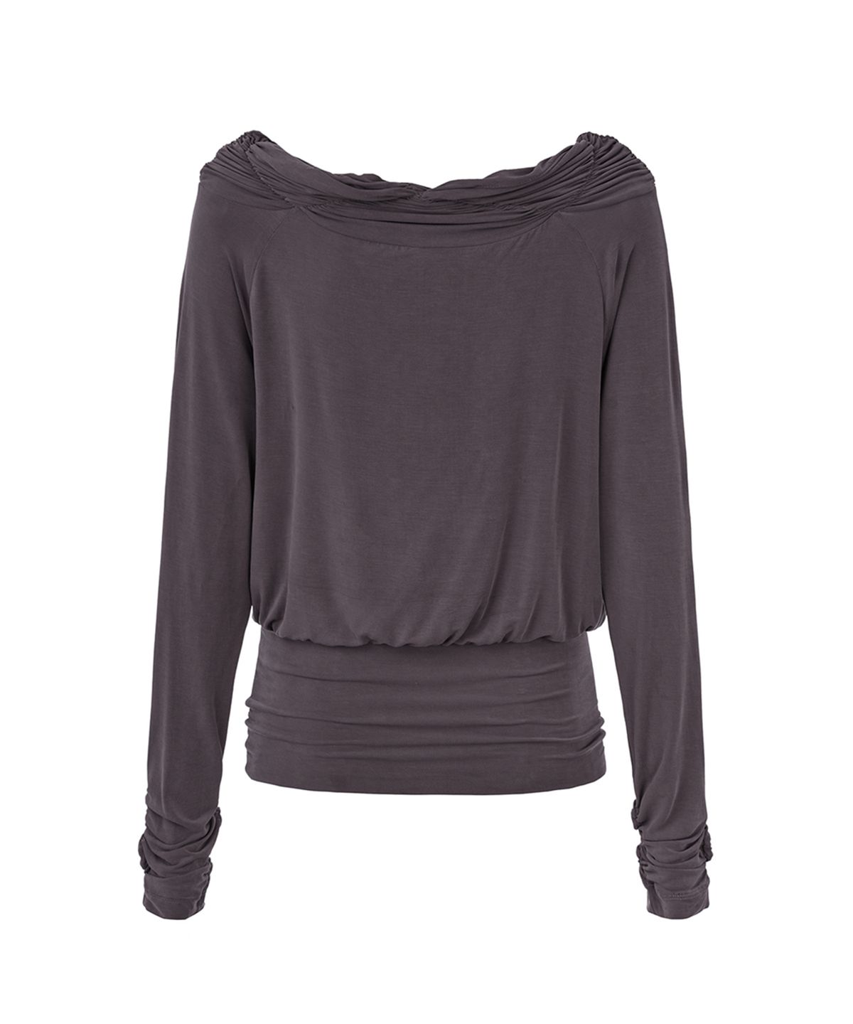 필세(PHILCE) Shirring Off-Shoulder Long sleeve, Charcoal