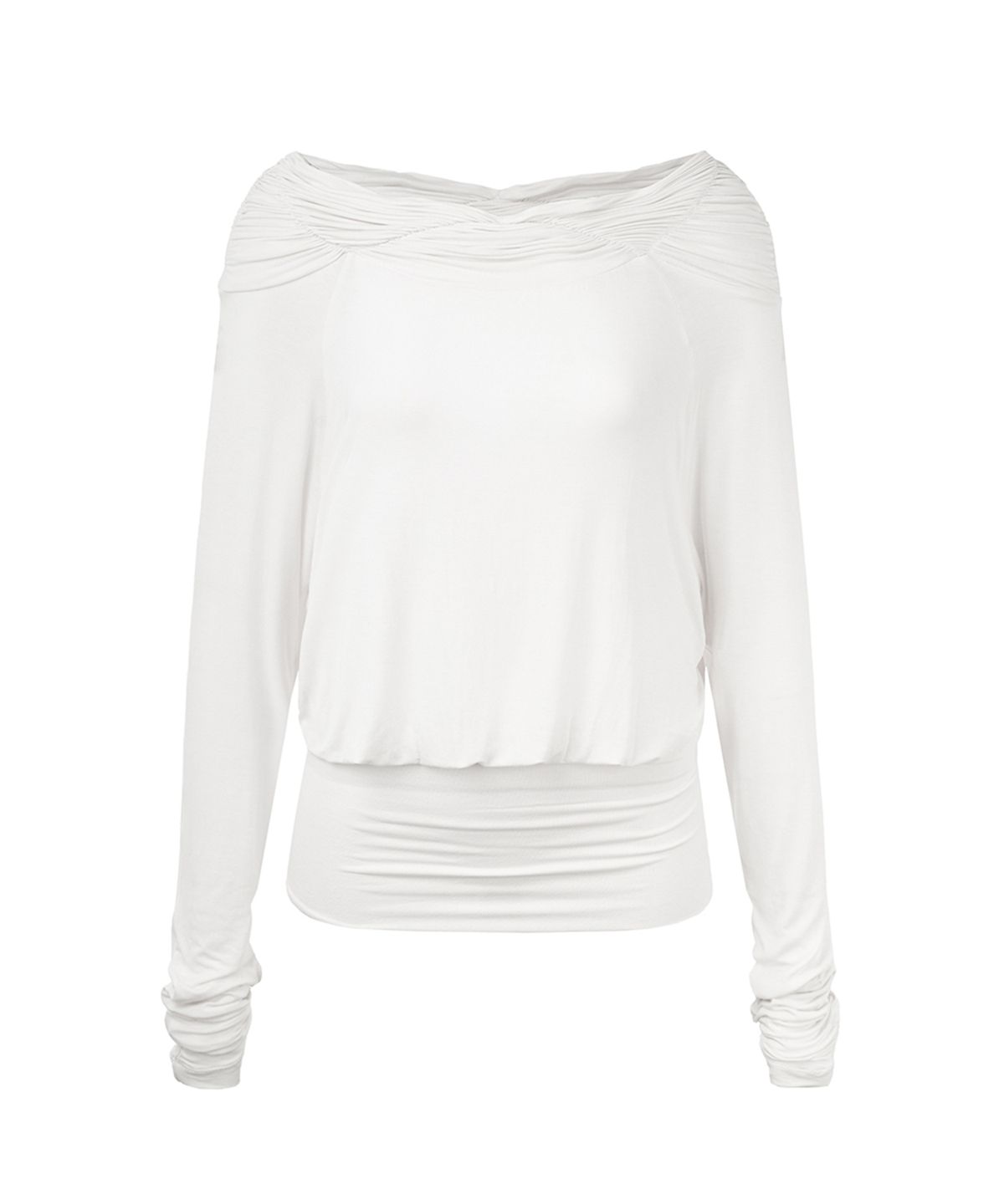 필세(PHILCE) Shirring Off-Shoulder Long sleeve, Ivory