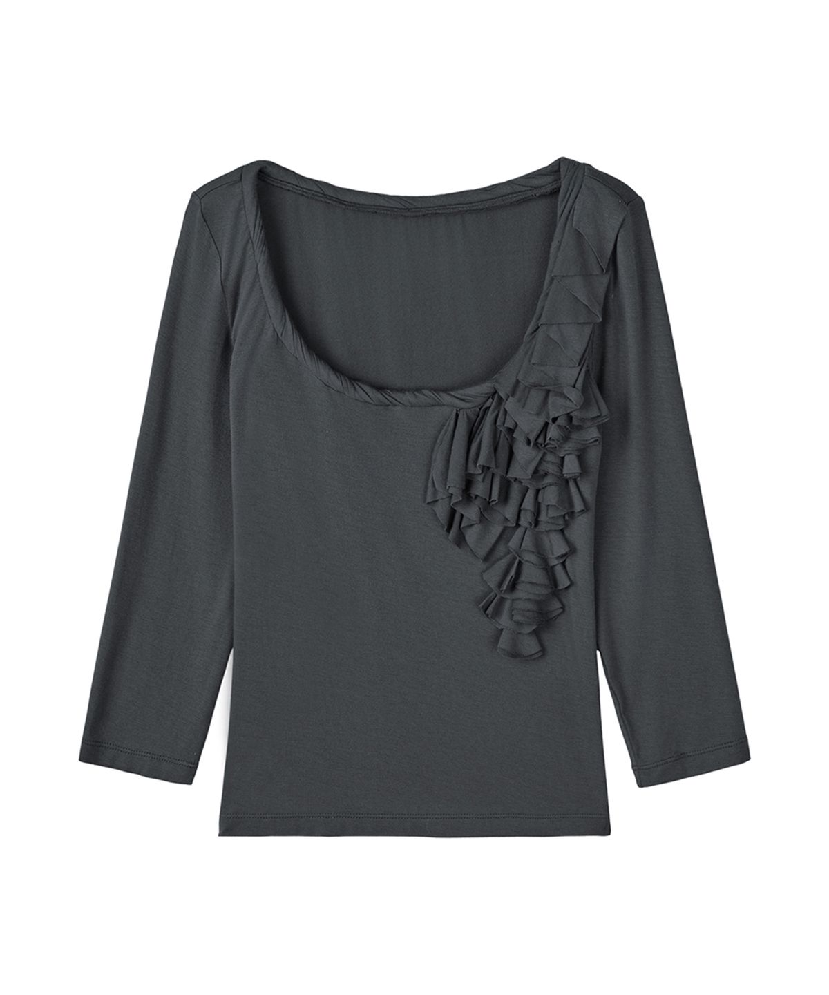 필세(PHILCE) Ruffle Half Sleeve, Charcoal