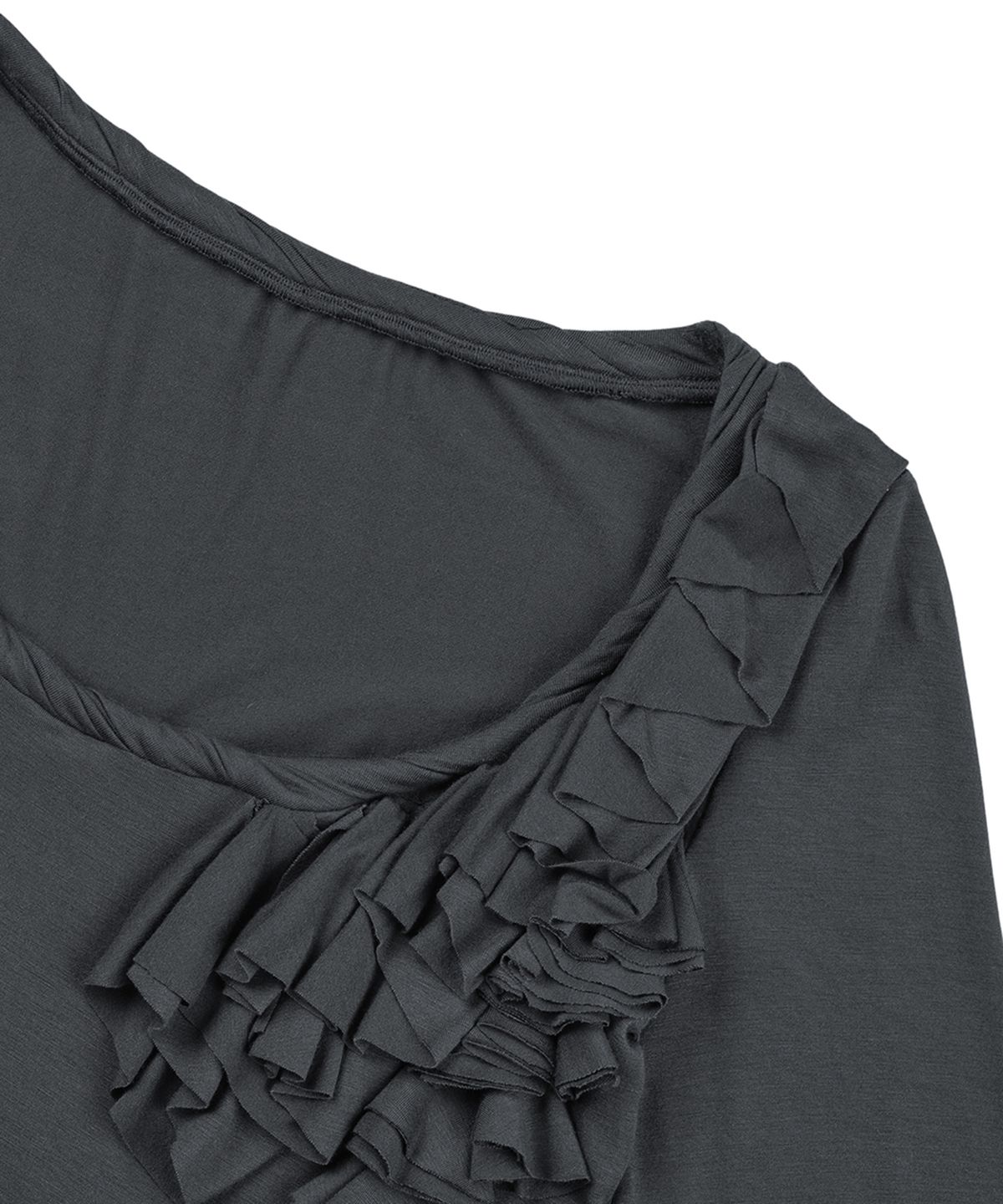 필세(PHILCE) Ruffle Half Sleeve, Charcoal