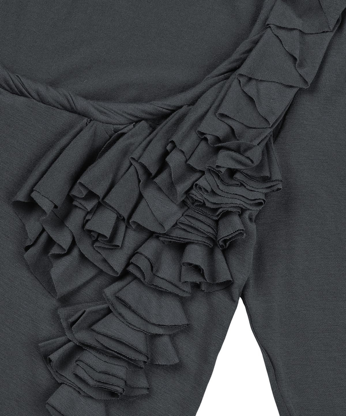 필세(PHILCE) Ruffle Half Sleeve, Charcoal