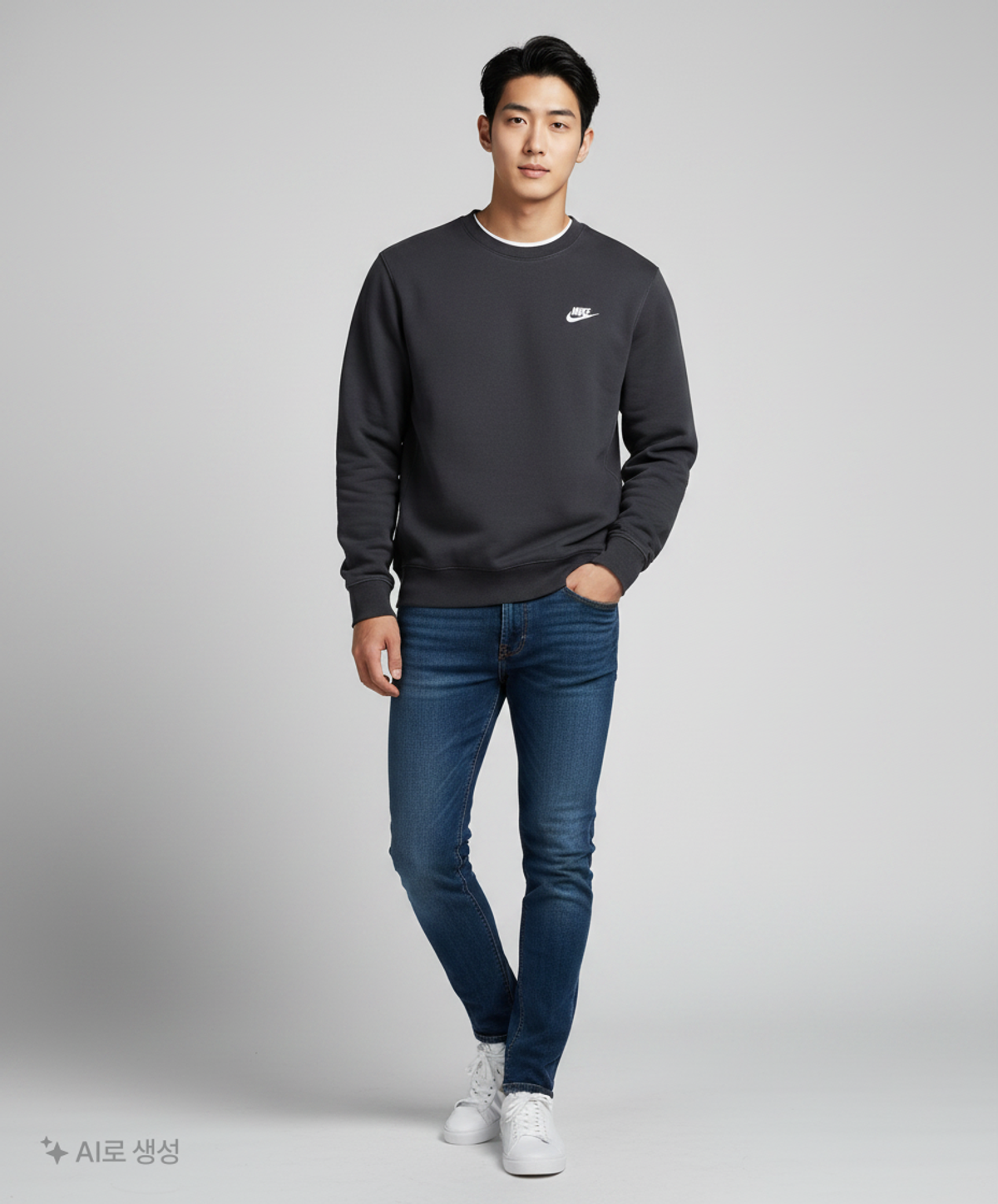 나이키(NIKE) 스포츠웨어 클럽 프렌치 테리 크루 M - 블랙:화이트 / BV2667-010 M