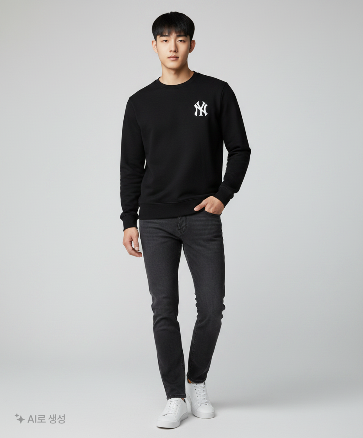 엠엘비(MLB) 메가로고 오버핏 맨투맨 (셋업) NY (BLACK) S(90)
