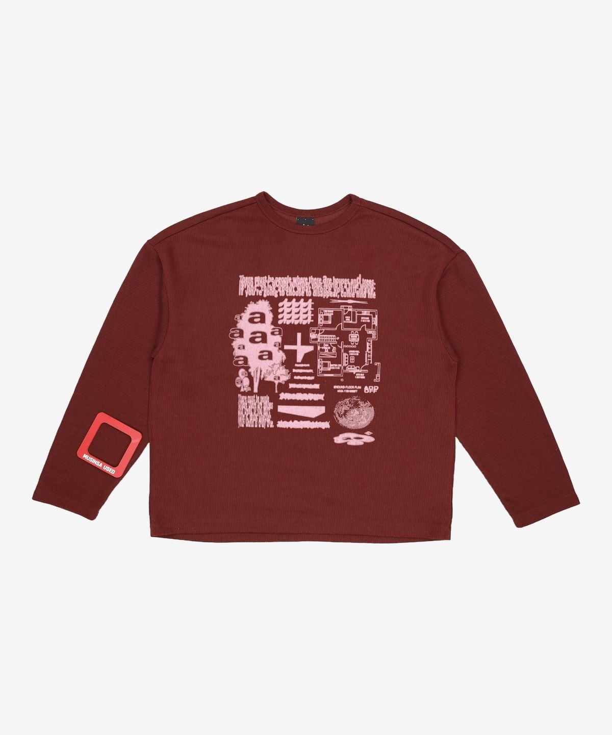 애드오프(ADDOFF) GLOBAL VILLAGE KNIT SLEEVE BURGUNDY L