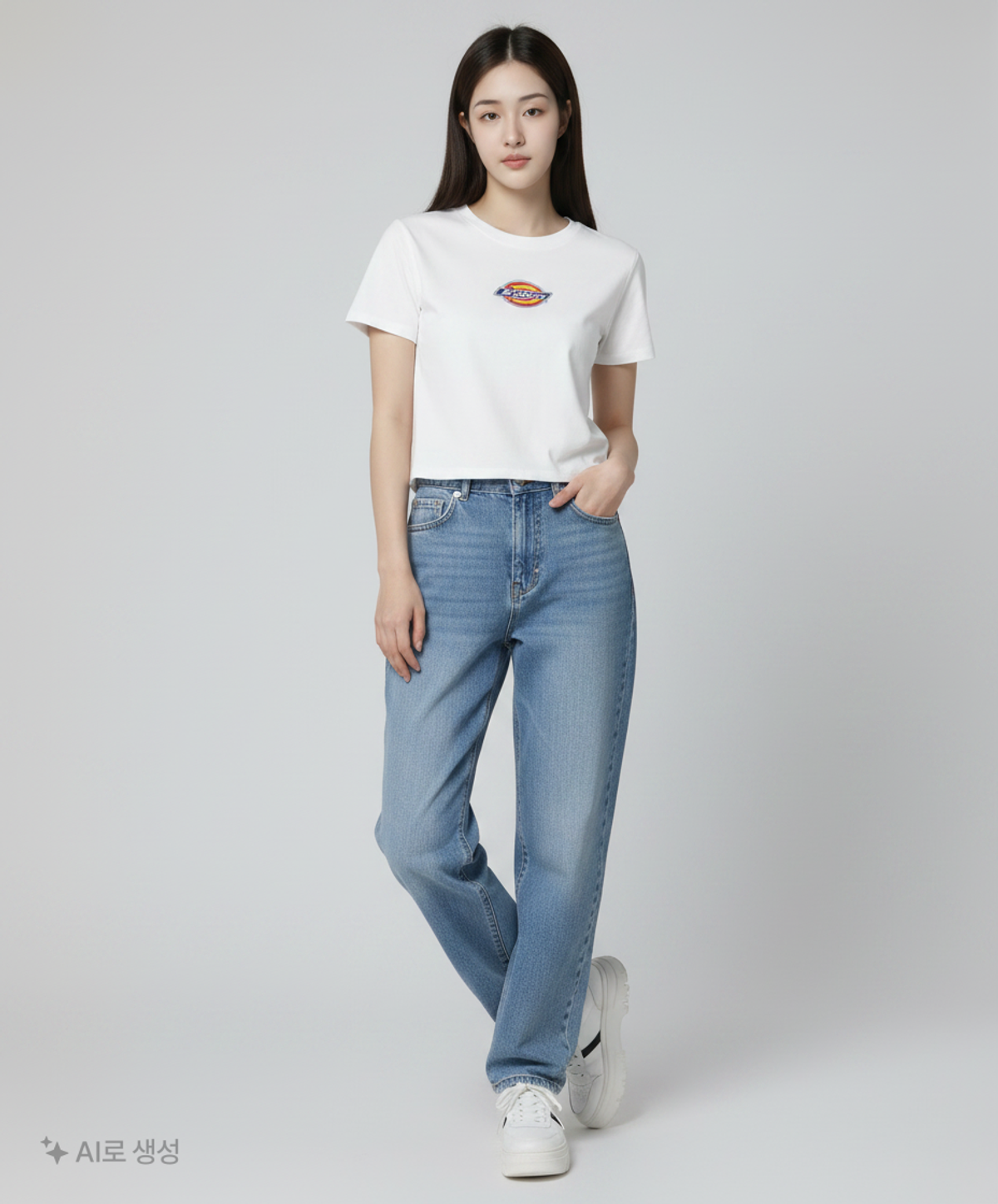 디키즈(DICKIES) 오리지널 로고 크롭티 White S