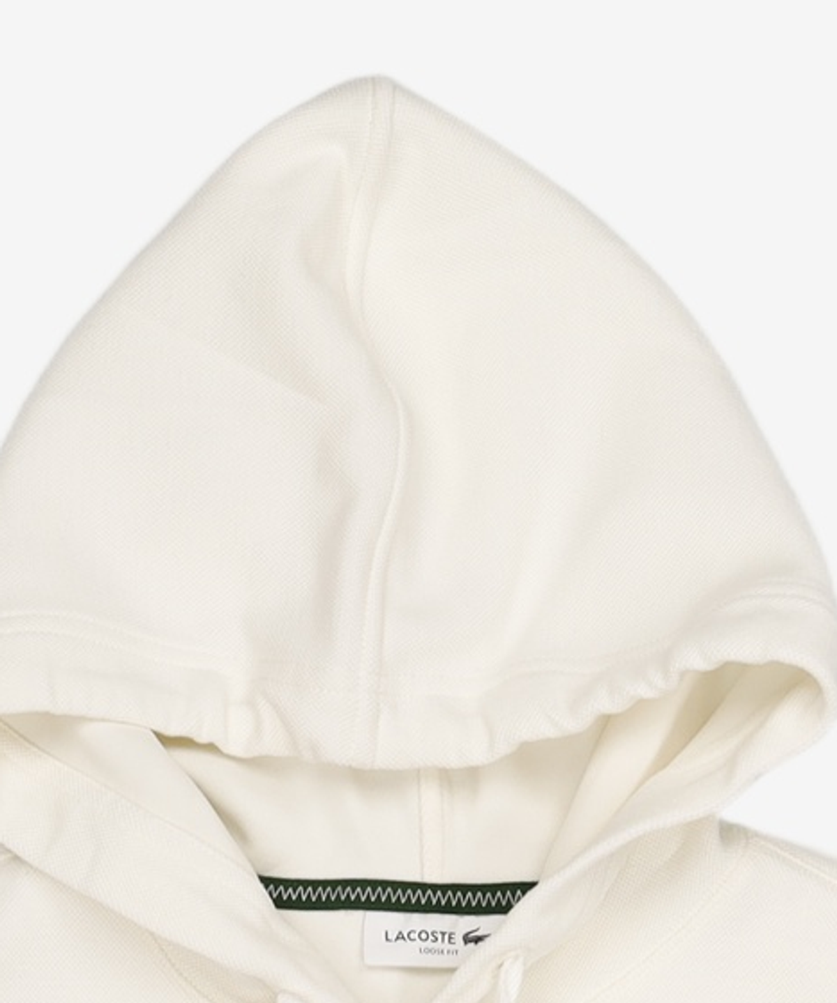 라코스테(LACOSTE) 여성 더블페이스 피케 루즈핏 후드 티셔츠 [오프화이트] 34