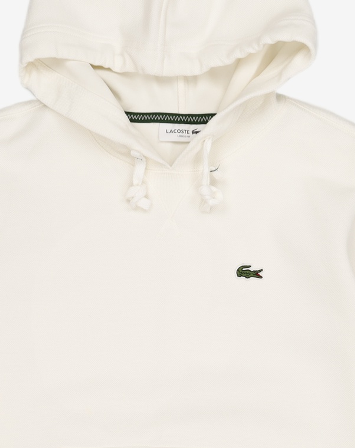라코스테(LACOSTE) 여성 더블페이스 피케 루즈핏 후드 티셔츠 [오프화이트] 34
