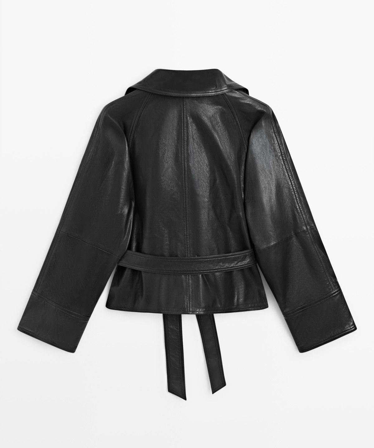마시모두띠(MASSIMO DUTTI) 터틀넥 가죽 쇼트 트렌치코트
