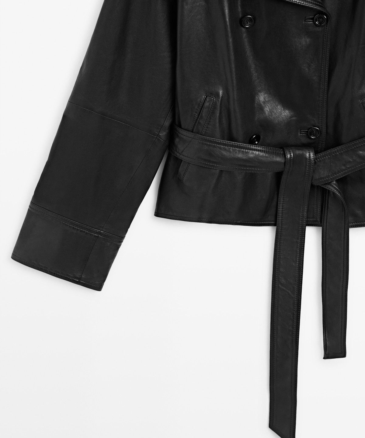 마시모두띠(MASSIMO DUTTI) 터틀넥 가죽 쇼트 트렌치코트