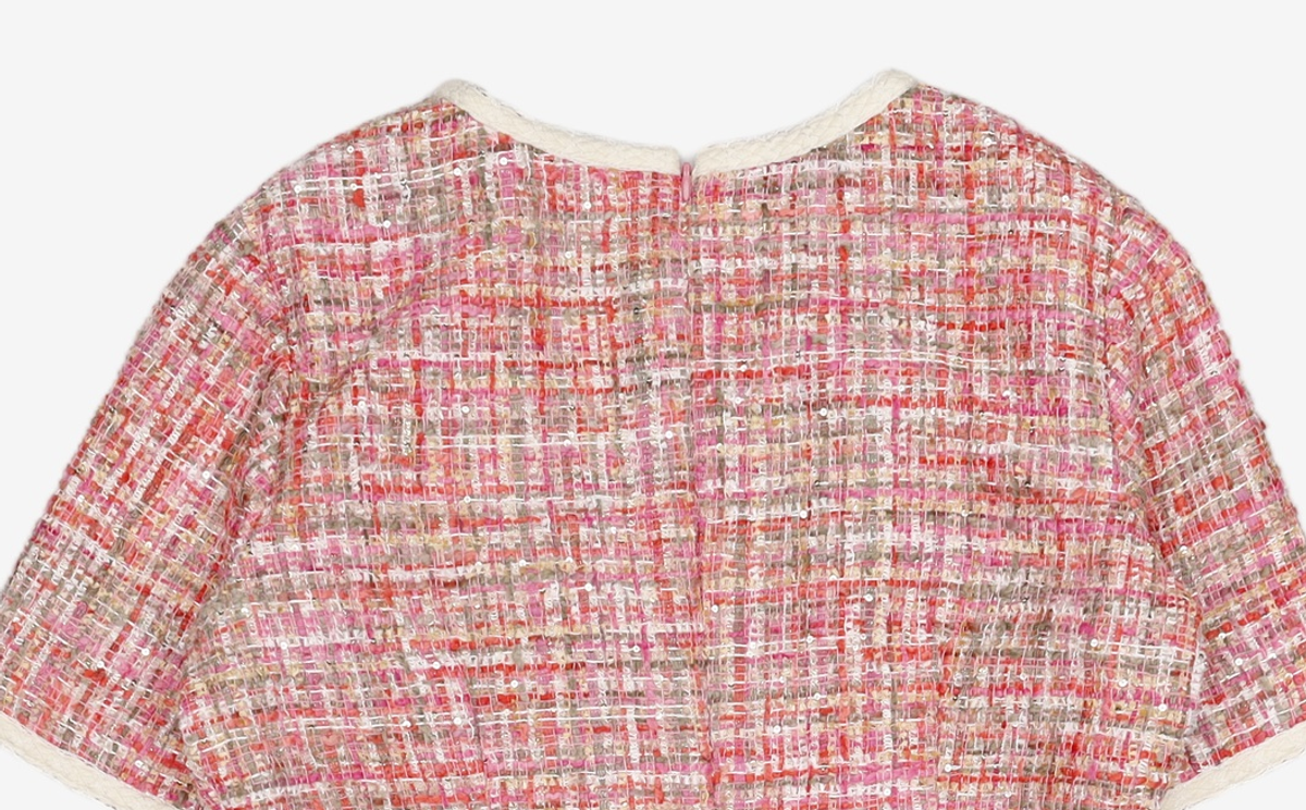 룩캐스트(LOOKAST) PINK TWEED MINI DRESS M