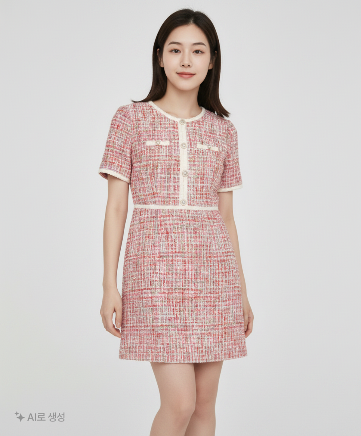 룩캐스트(LOOKAST) PINK TWEED MINI DRESS M