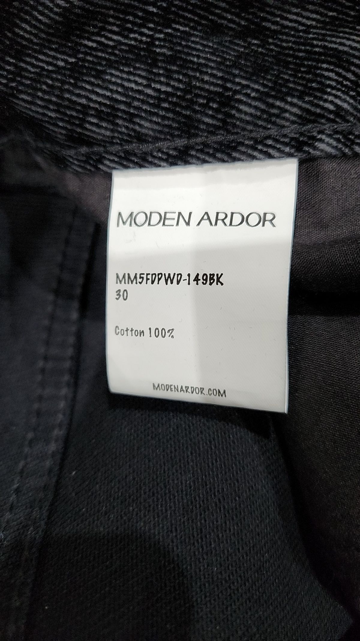 모덴아르더(MODEN ARDOR) 패턴 벨벳 와이드 데님 팬츠 (블랙) 30