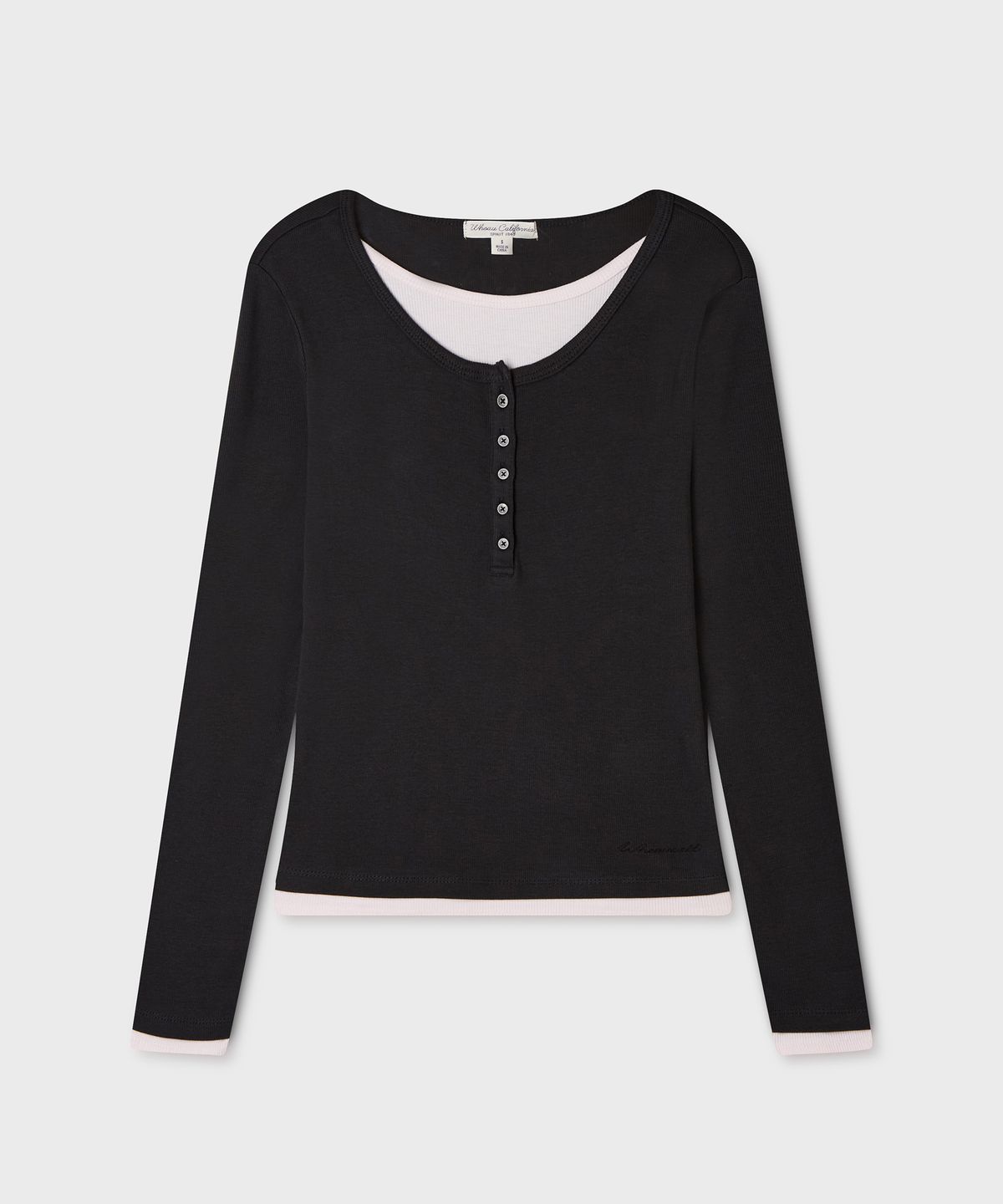 후아유(WHO.A.U) Layered Henryneck Long Sleeve T-shirt(F) / WHLAG4T24F