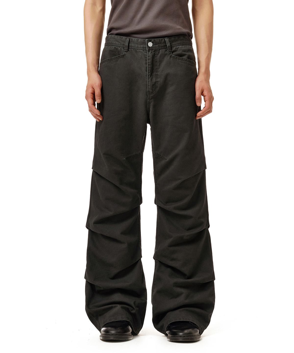 데케트(DECET) Loose Flared Shirring Pants DCPT075Charcoal