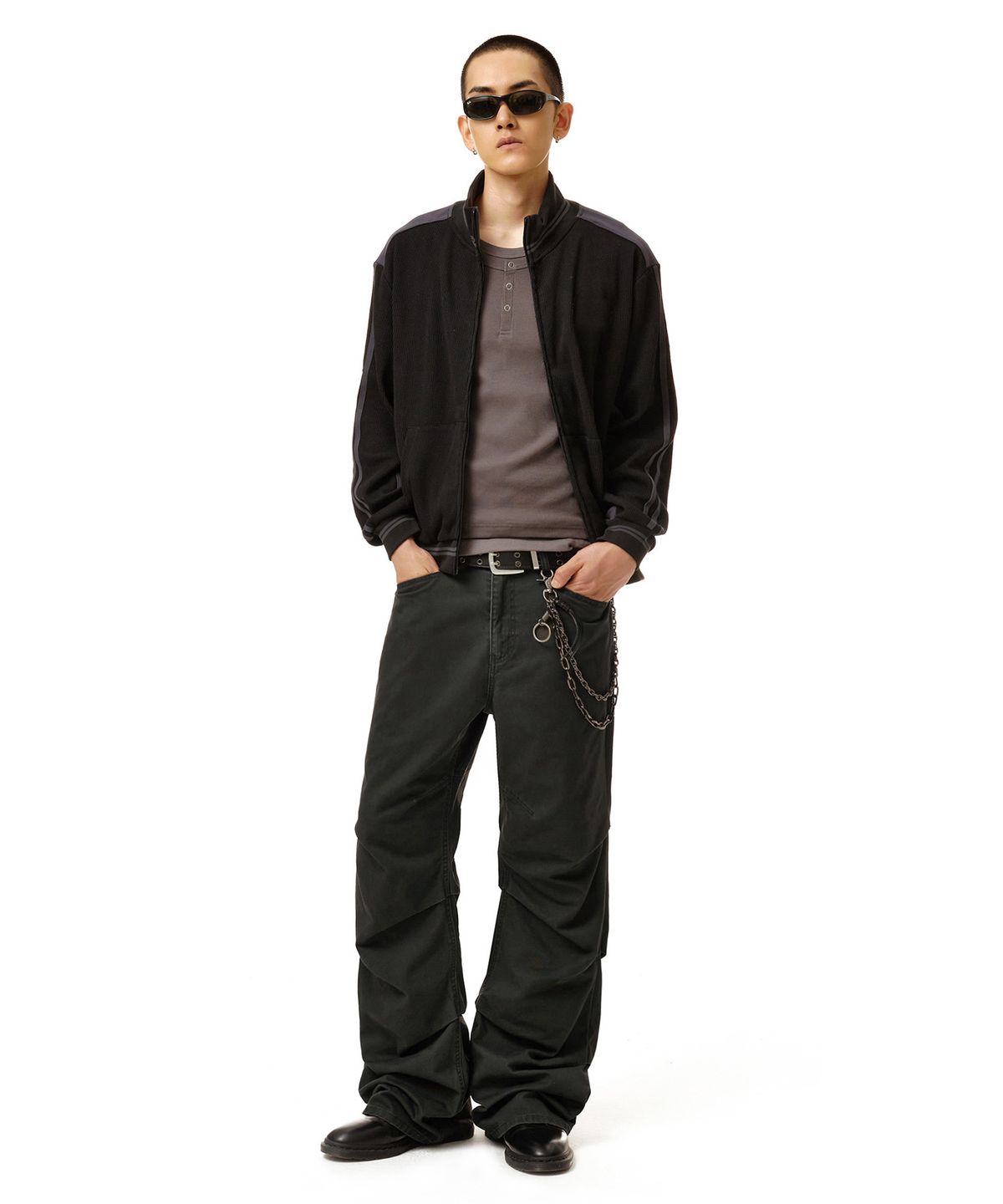 데케트(DECET) Loose Flared Shirring Pants DCPT075Charcoal