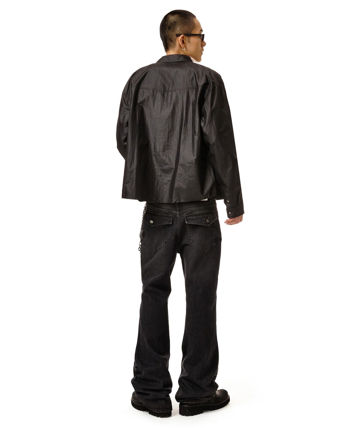 데케트(DECET) Loose Flared Double Knee Pants DCPT078Black