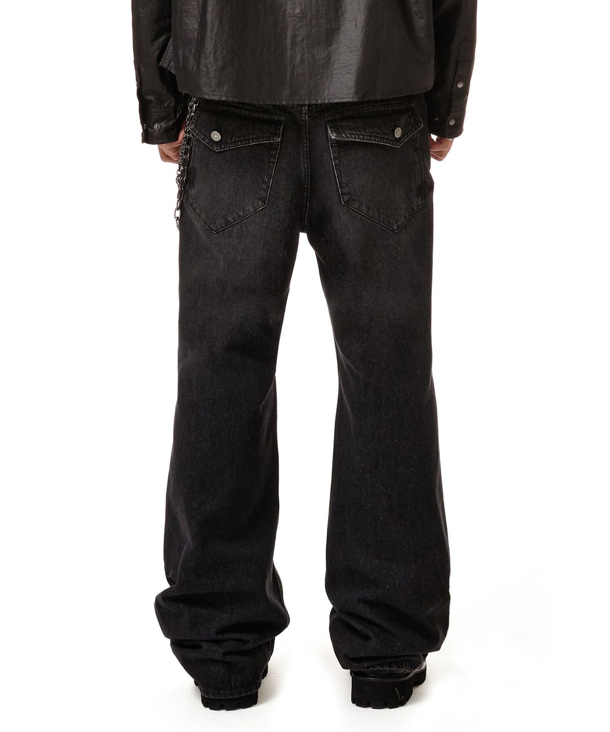 데케트(DECET) Loose Flared Double Knee Pants DCPT078Black