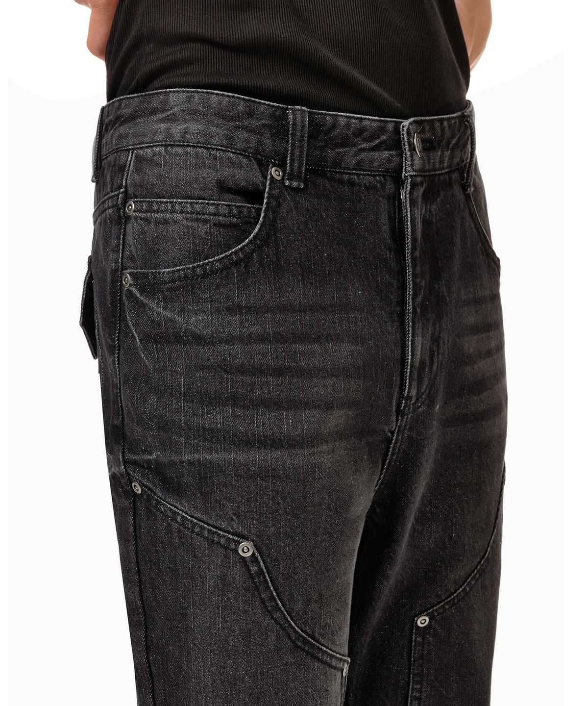 데케트(DECET) Loose Flared Double Knee Pants DCPT078Black