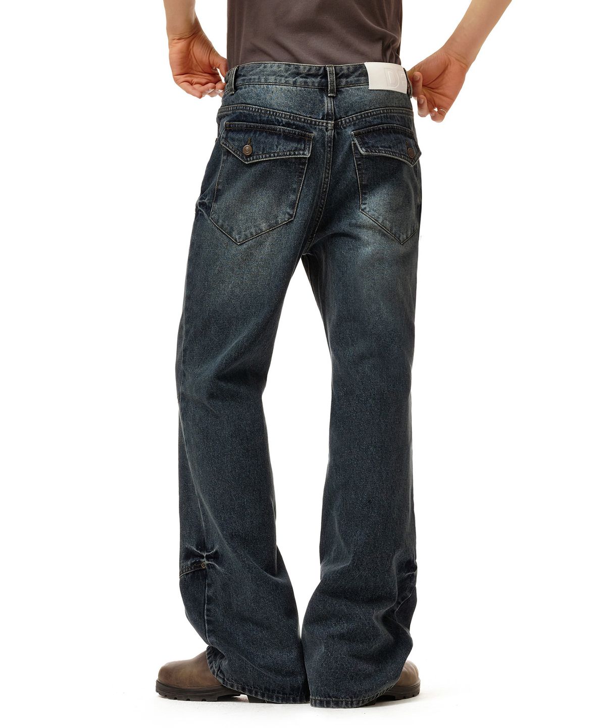 데케트(DECET) Loose Flared Double Knee Pants DCPT078DBlue