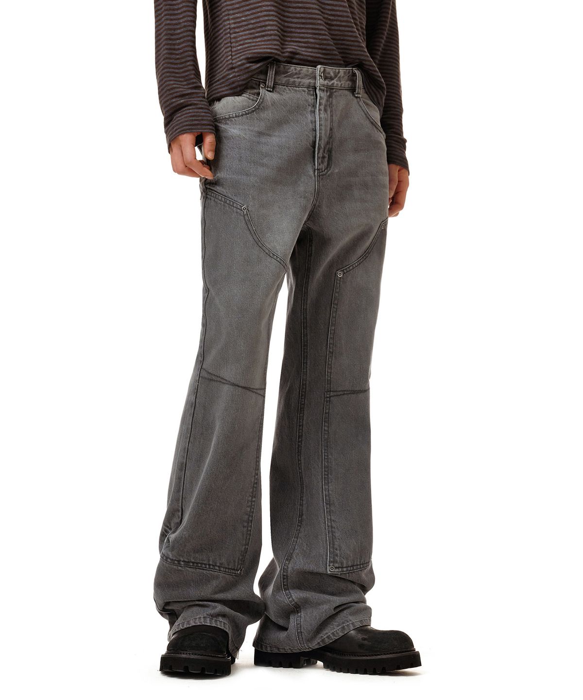 데케트(DECET) Loose Flared Double Knee Pants DCPT078Gray