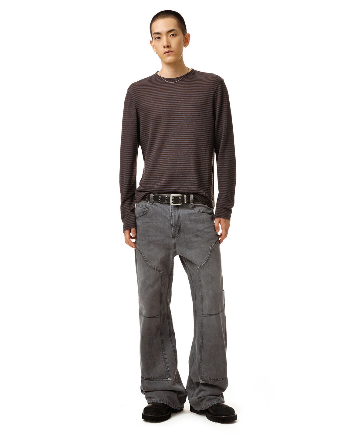 데케트(DECET) Loose Flared Double Knee Pants DCPT078Gray