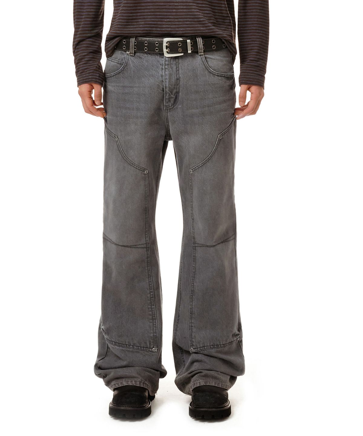 데케트(DECET) Loose Flared Double Knee Pants DCPT078Gray