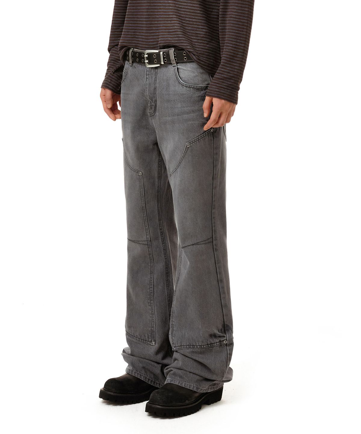 데케트(DECET) Loose Flared Double Knee Pants DCPT078Gray