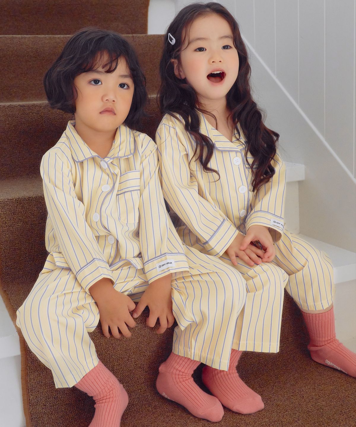 오프아워 키즈(OFFHOUR KIDS) 버터크림 키즈 긴팔 잠옷 세트