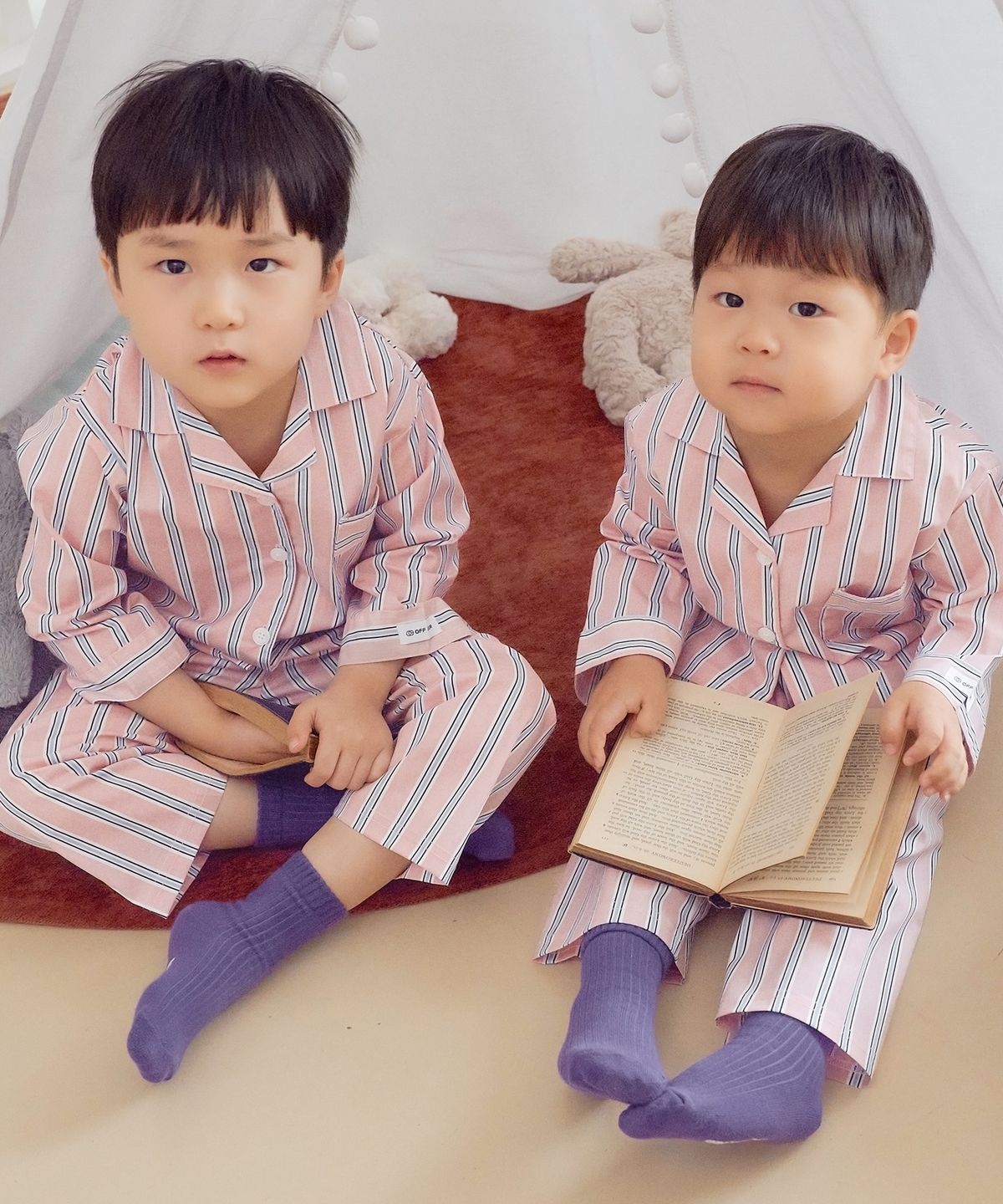 오프아워 키즈(OFFHOUR KIDS) 러스트러스 키즈 긴팔 잠옷 세트