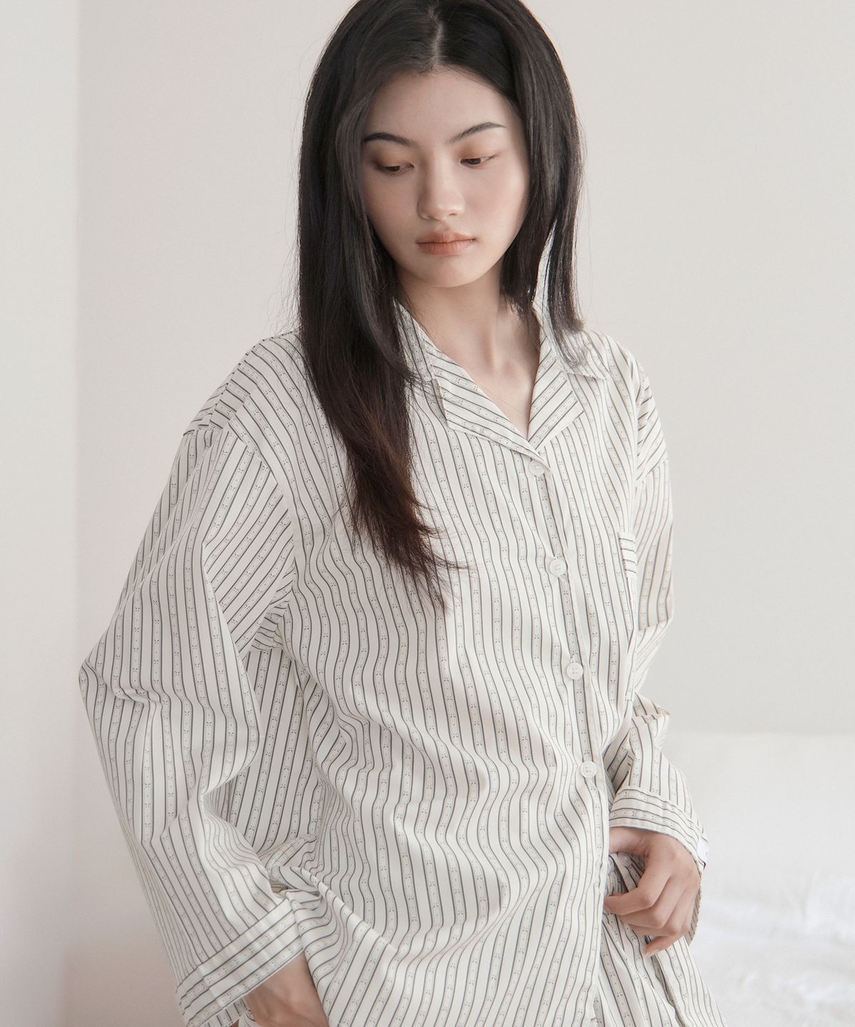 오프아워 오브제(OFFHOUR OBJET) 리네르 히솝 긴팔 잠옷 세트