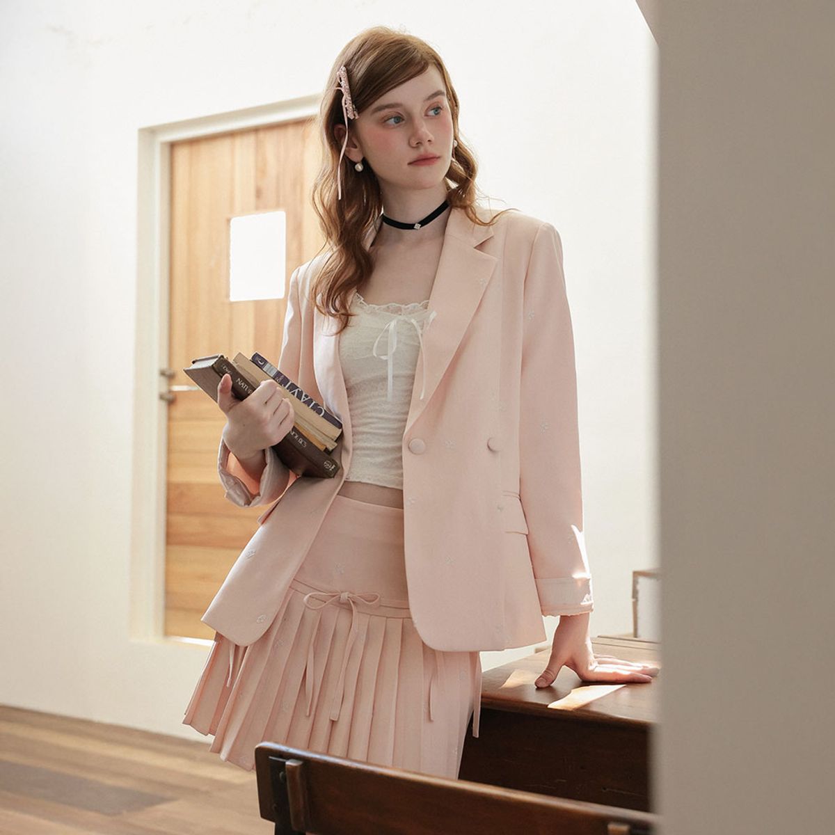 쎄무아듀(CEST MOIDEW) Cest_Embroidered pink blazer