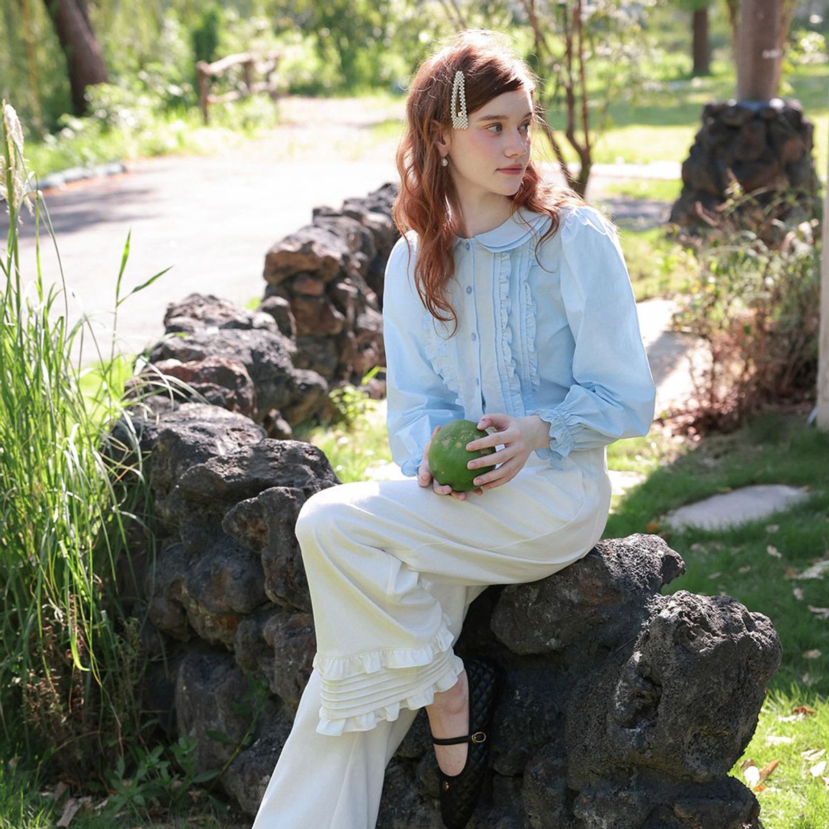 쎄무아듀(CEST MOIDEW) Cest_Pintuck ruffle blouse