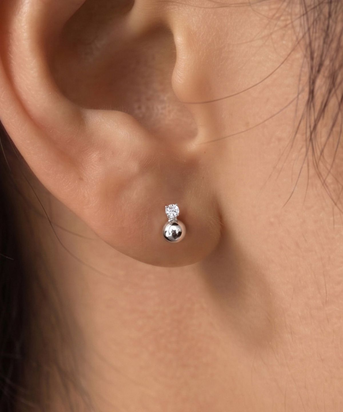 엘렌쥬얼리(HELENE JEWELRY) 실버 925 Silver 볼 앤 큐빅 은 귀걸이